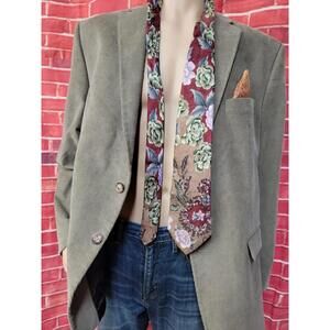 LEONARD PARIS Men's 100% Silk Necktie ITALY Luxury FLORAL Multi-Color EUC 55"